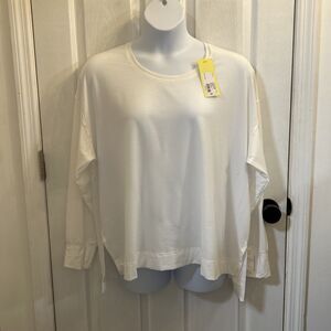 NWT All In Motion Plus Size 2X White Long Sleeve Scoop Neck Top for Women